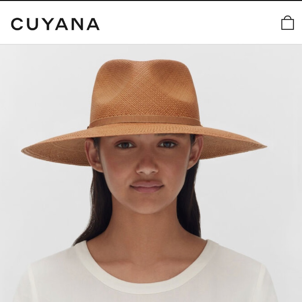 NWOT Cuyana Wide-Brim Panama Hat in Honey